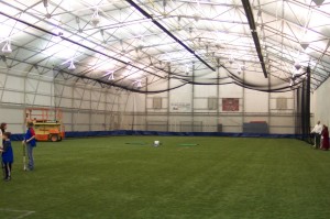 Retractable golf net at the York Sports Center.